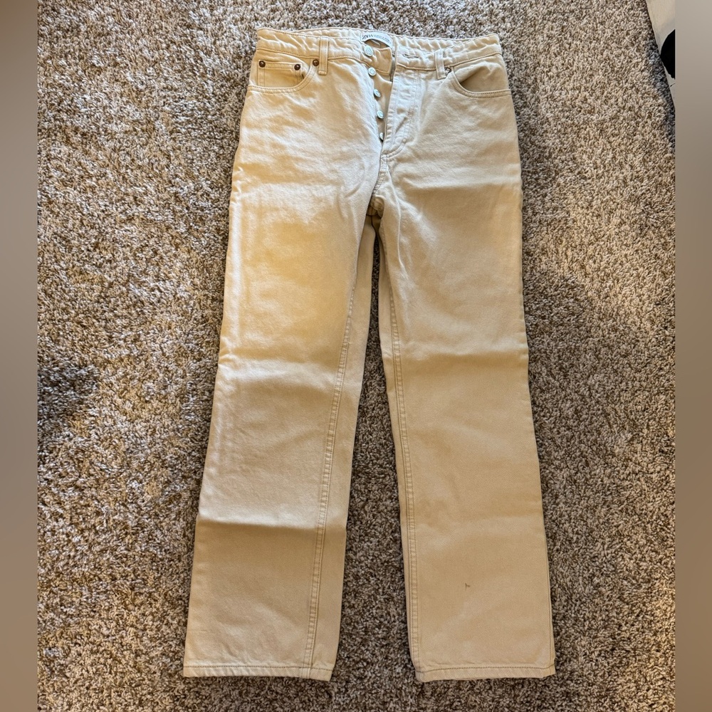 Zara high rise khaki denim cropped jean. Size 28.